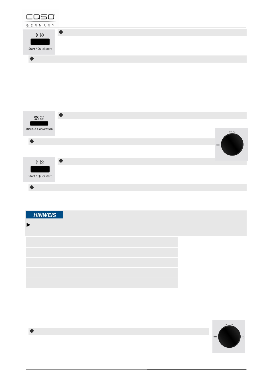 15 modalità di funzionamento, “menu cottura, Indicazione | CASO Germany MCDG 25 master User Manual | Page 113 / 170