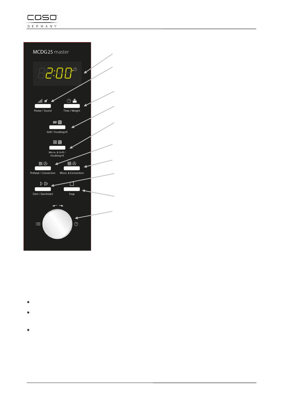 2 bedieningspaneel en display, 3 pieptonen | CASO Germany MCDG 25 master User Manual | Page 156 / 170