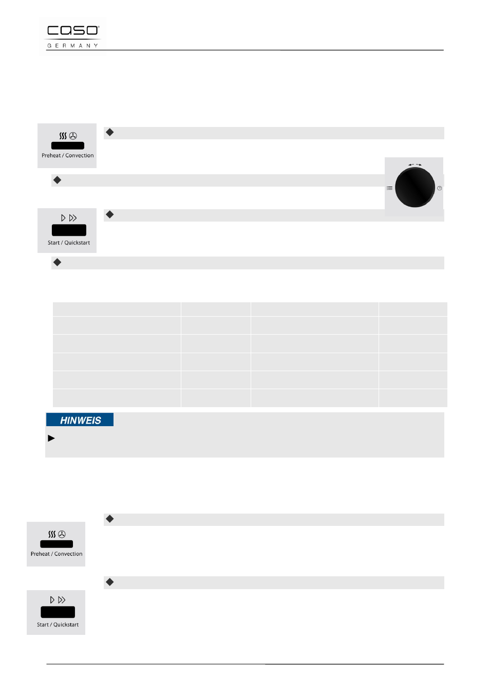 13 gebruik “hete lucht, 1 gebruik “voorverwarmen en “hete lucht koken | CASO Germany MCDG 25 master User Manual | Page 164 / 170