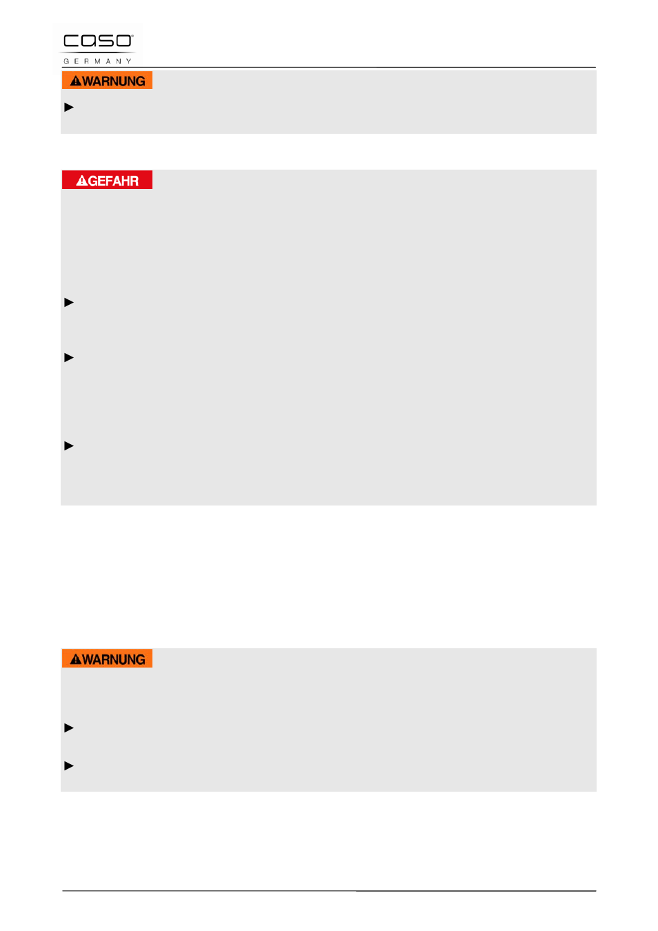 5 gefahr durch elektrischen strom, 3 inbetriebnahme, 1 sicherheitshinweise | CASO Germany MCDG 25 master User Manual | Page 20 / 170