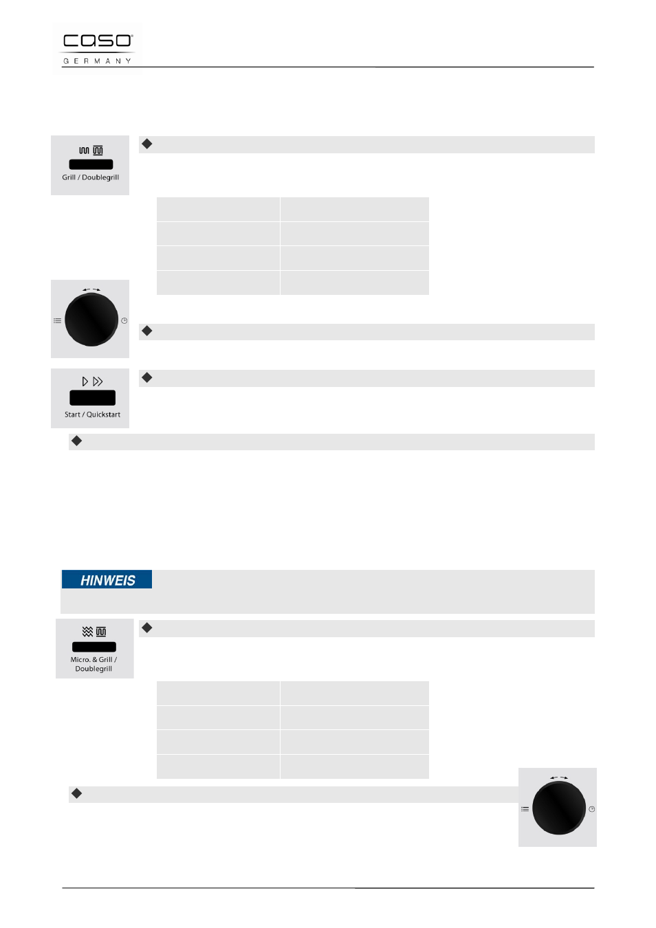 11 betriebsart "(doppel-)grill, 12 betriebsart "mikrowelle und grill | CASO Germany MCDG 25 master User Manual | Page 32 / 170