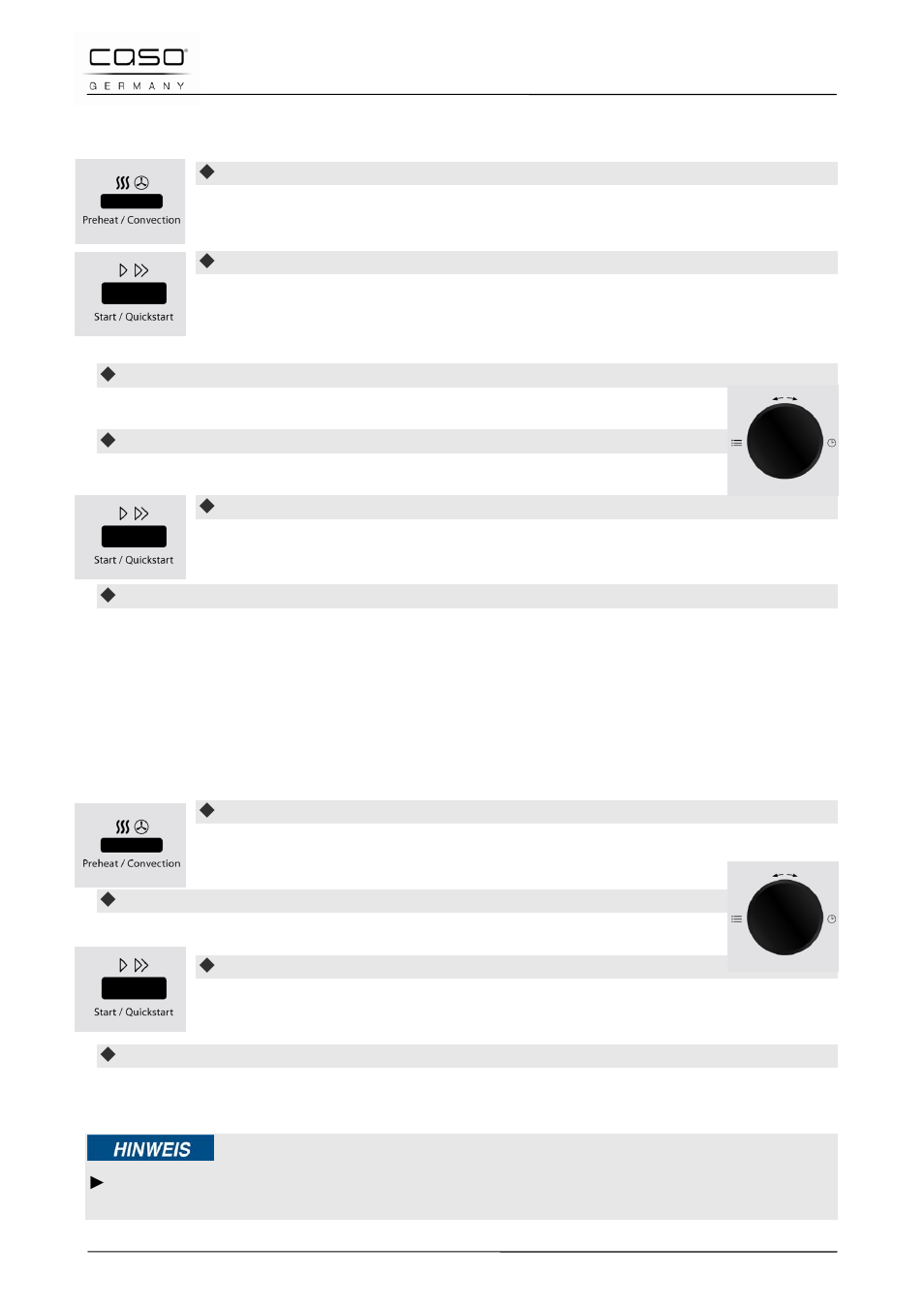1 betriebsart "vorwärmen und heißluftgaren, 14 betriebsrat „mikrowelle und heißluft | CASO Germany MCDG 25 master User Manual | Page 34 / 170