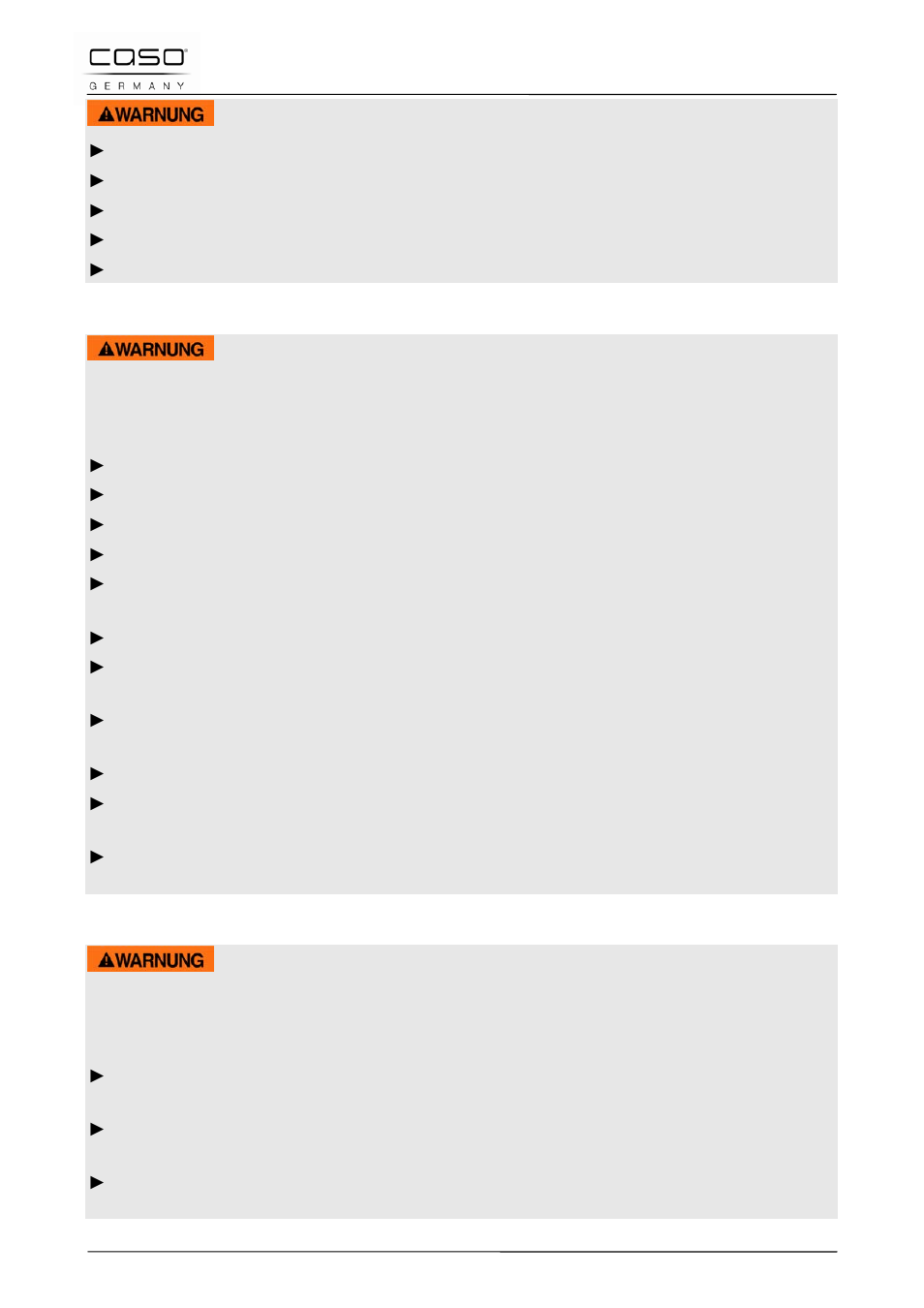 3 danger of fire, 4 danger of explosion, Warning | CASO Germany MCDG 25 master User Manual | Page 46 / 170