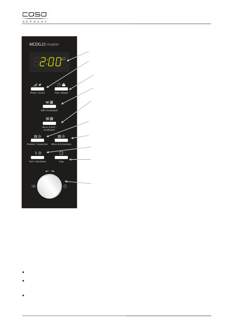 2 operating elements and displays, 3 signal tones | CASO Germany MCDG 25 master User Manual | Page 52 / 170