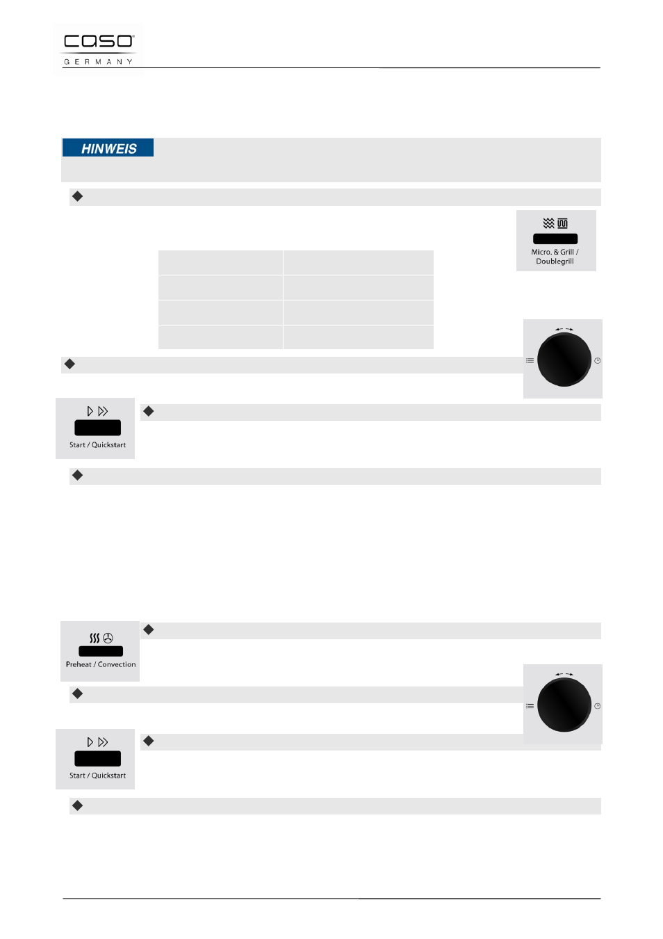 12 “microwave and grill” mode, 13 “convection” mode | CASO Germany MCDG 25 master User Manual | Page 59 / 170