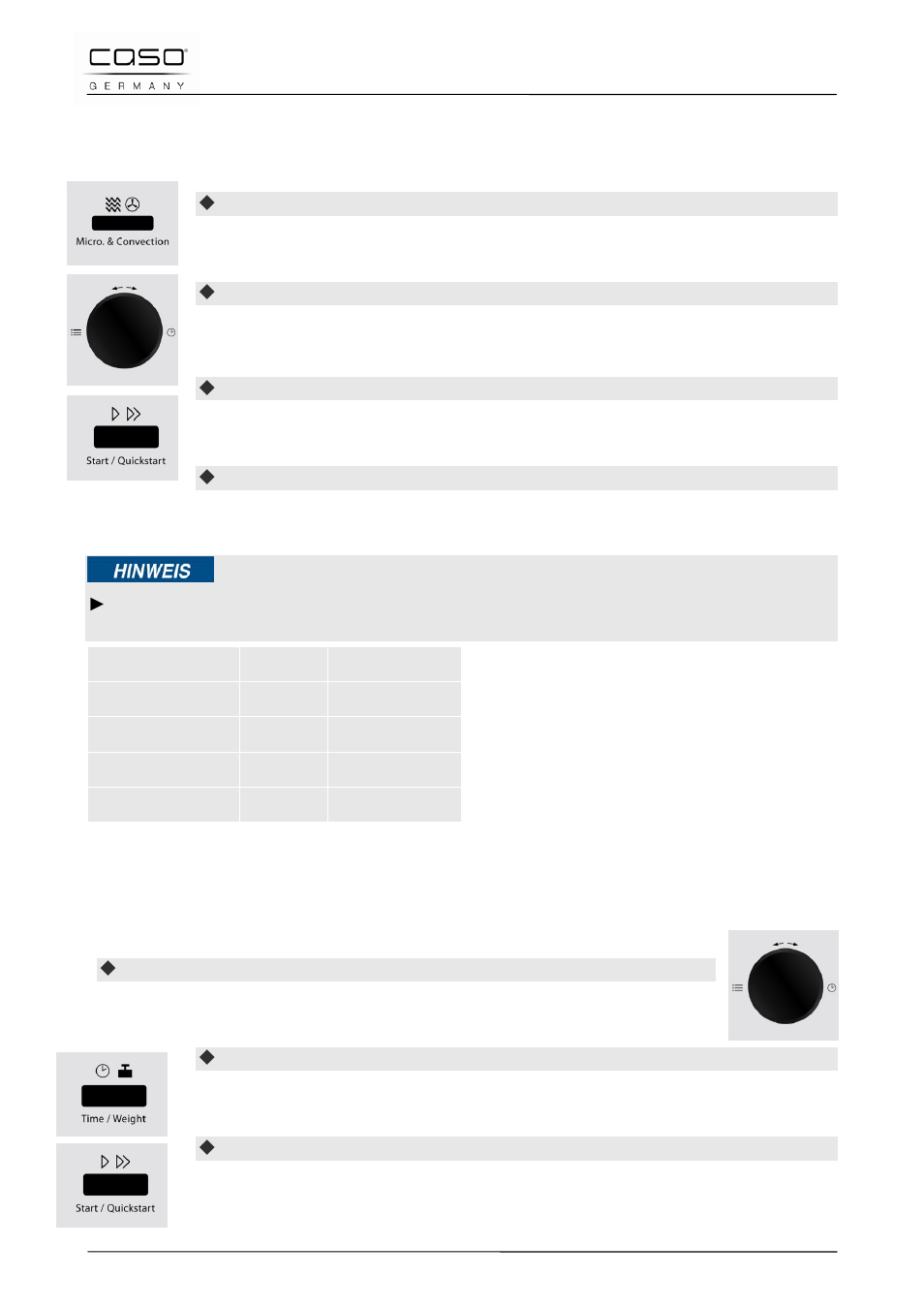 14 “microwave and convection” mode, 15 “cooking program” mode | CASO Germany MCDG 25 master User Manual | Page 61 / 170