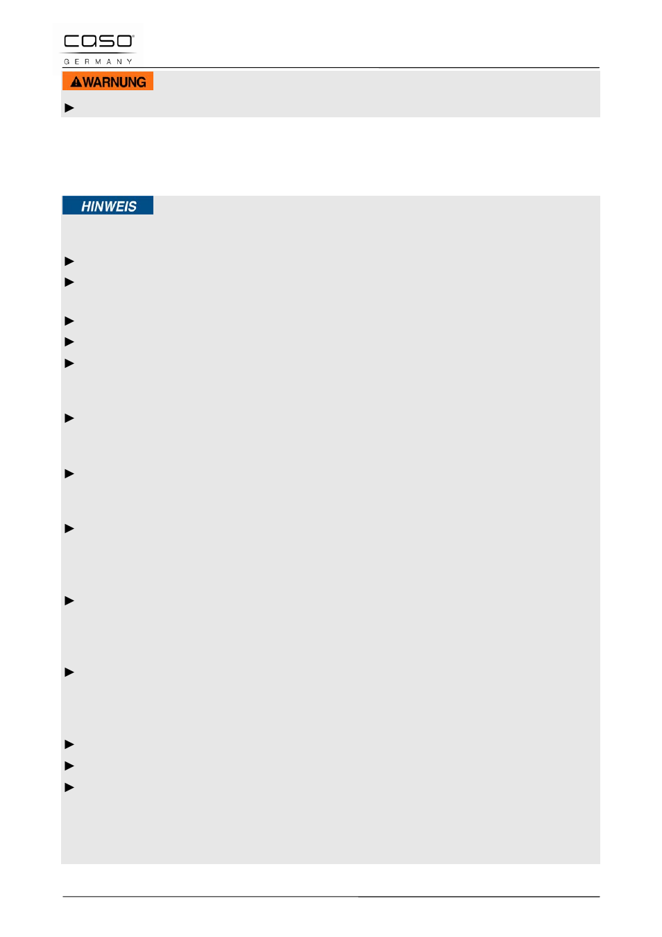 2 consignes générales de sécurité, Avertissement, Remarque | CASO Germany MCDG 25 master User Manual | Page 70 / 170