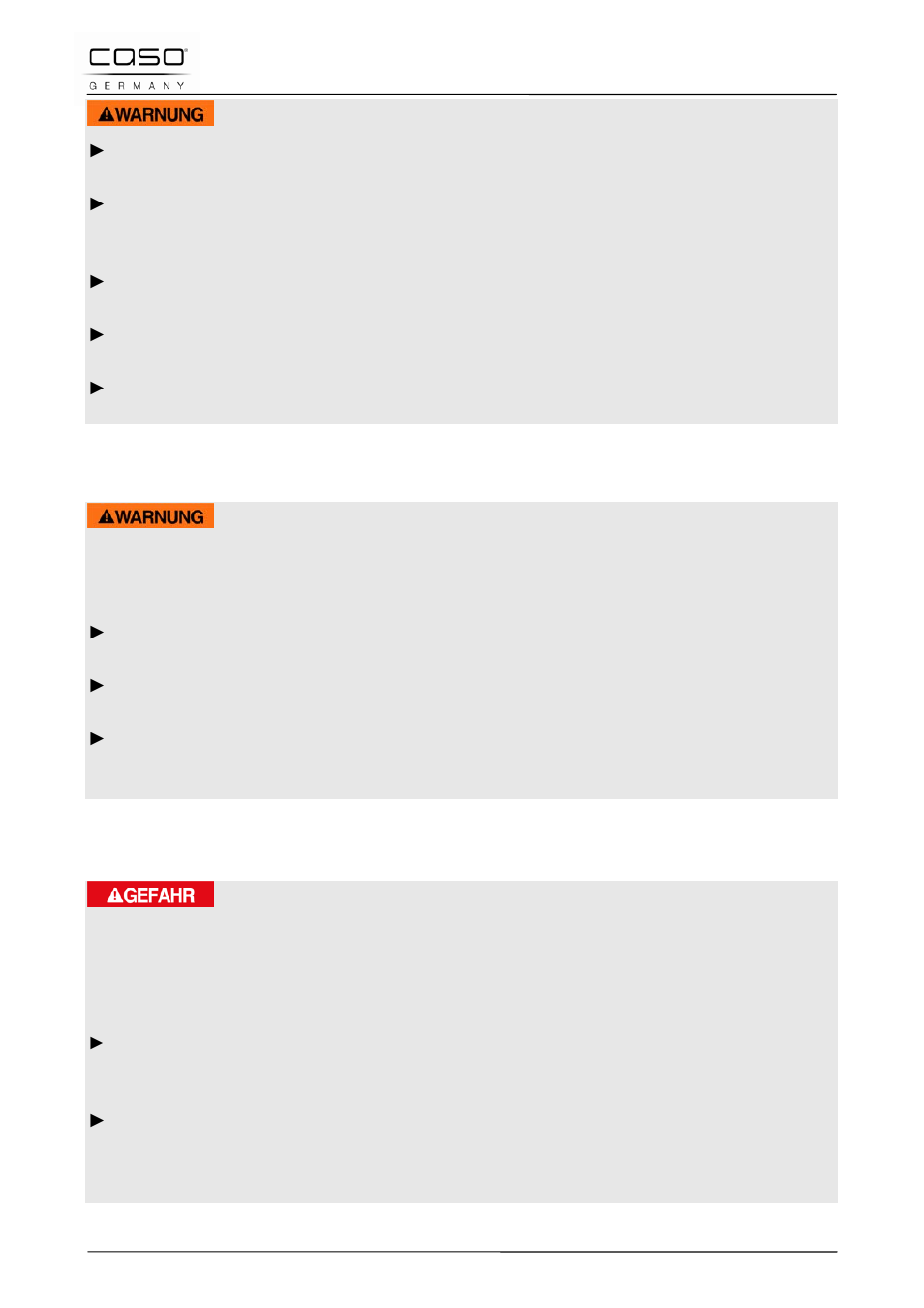 4 risque d'explosion, 5 danger lié au courant électrique, Avertissement | Danger | CASO Germany MCDG 25 master User Manual | Page 73 / 170