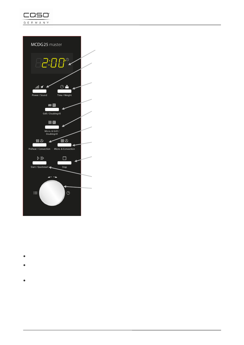 2 eléments de commande et d'affichage, 3 signaux sonores | CASO Germany MCDG 25 master User Manual | Page 78 / 170