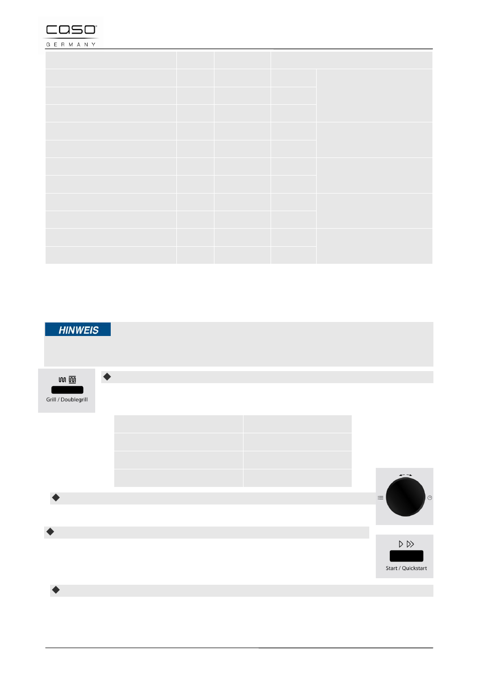 11 mode « (double-) grill, Remarque | CASO Germany MCDG 25 master User Manual | Page 84 / 170