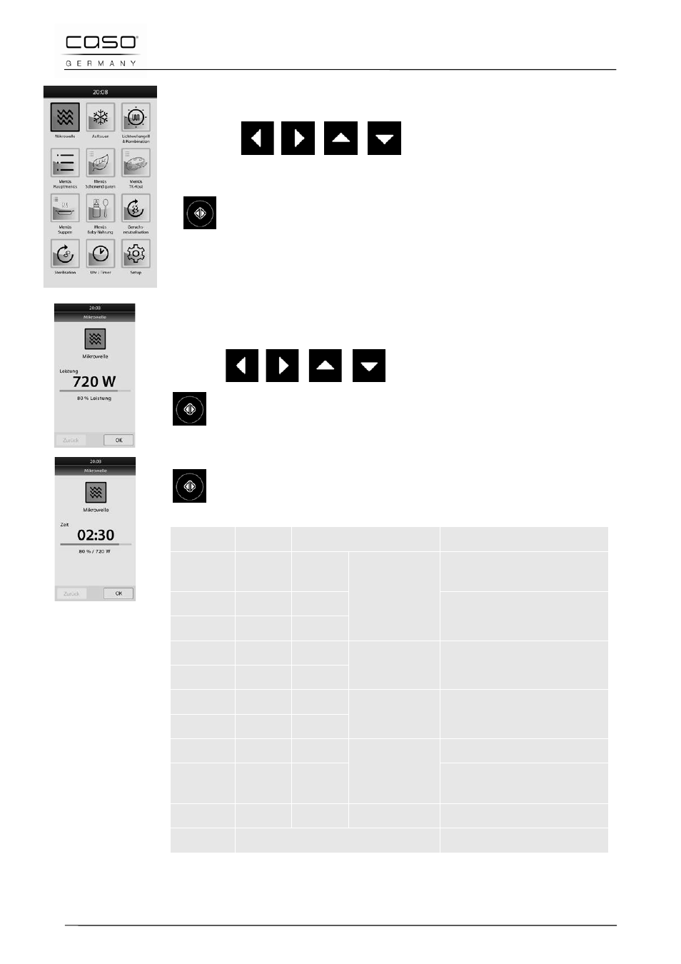 1 panoramica dei menù, 2 menù microonde | CASO Germany MLG 23 Touch User Manual | Page 119 / 189