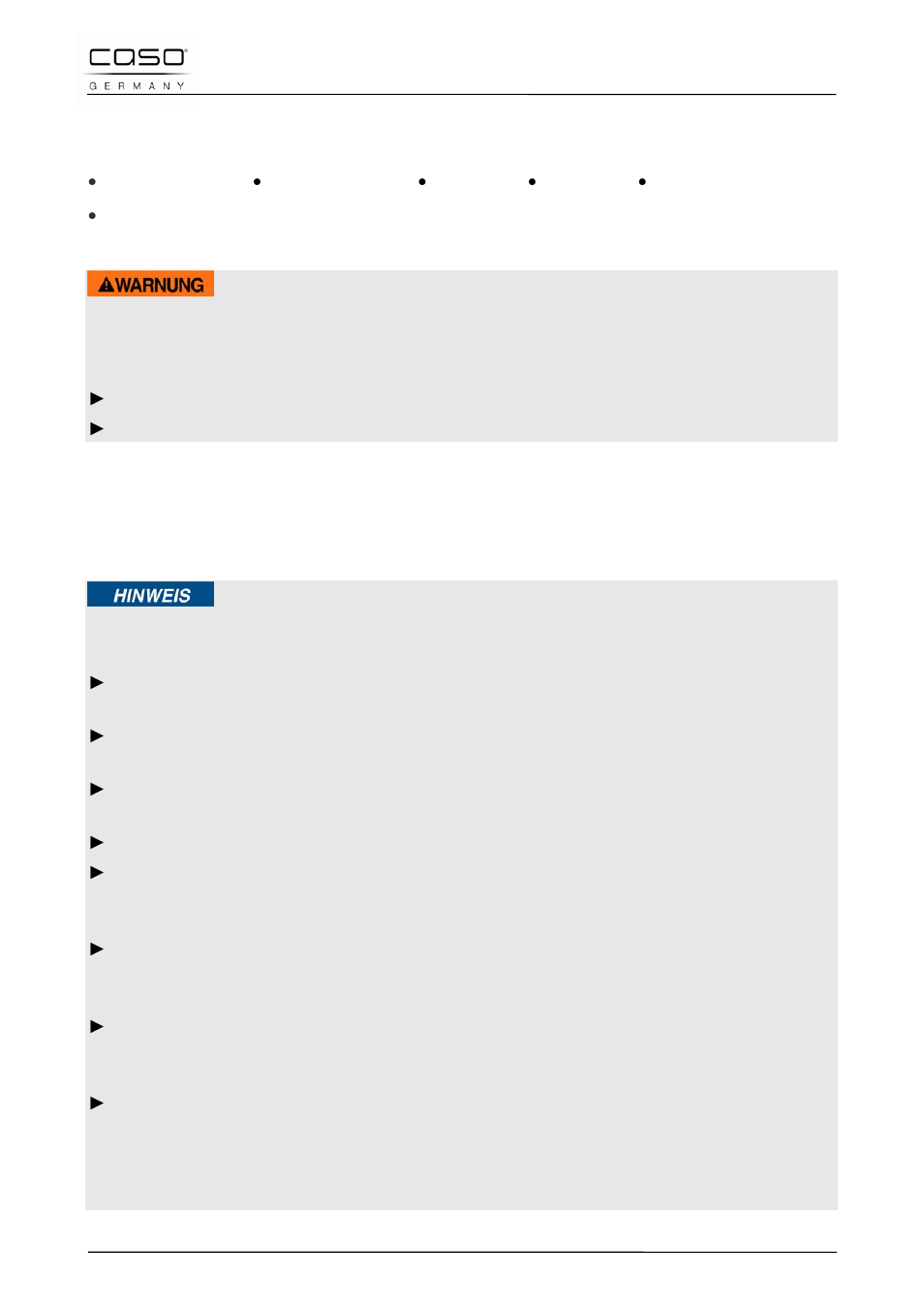 1 gebruik volgens de voorschriften, 2 algemene veiligheidsaanwijzingen, Waarschuwing | CASO Germany MLG 23 Touch User Manual | Page 164 / 189