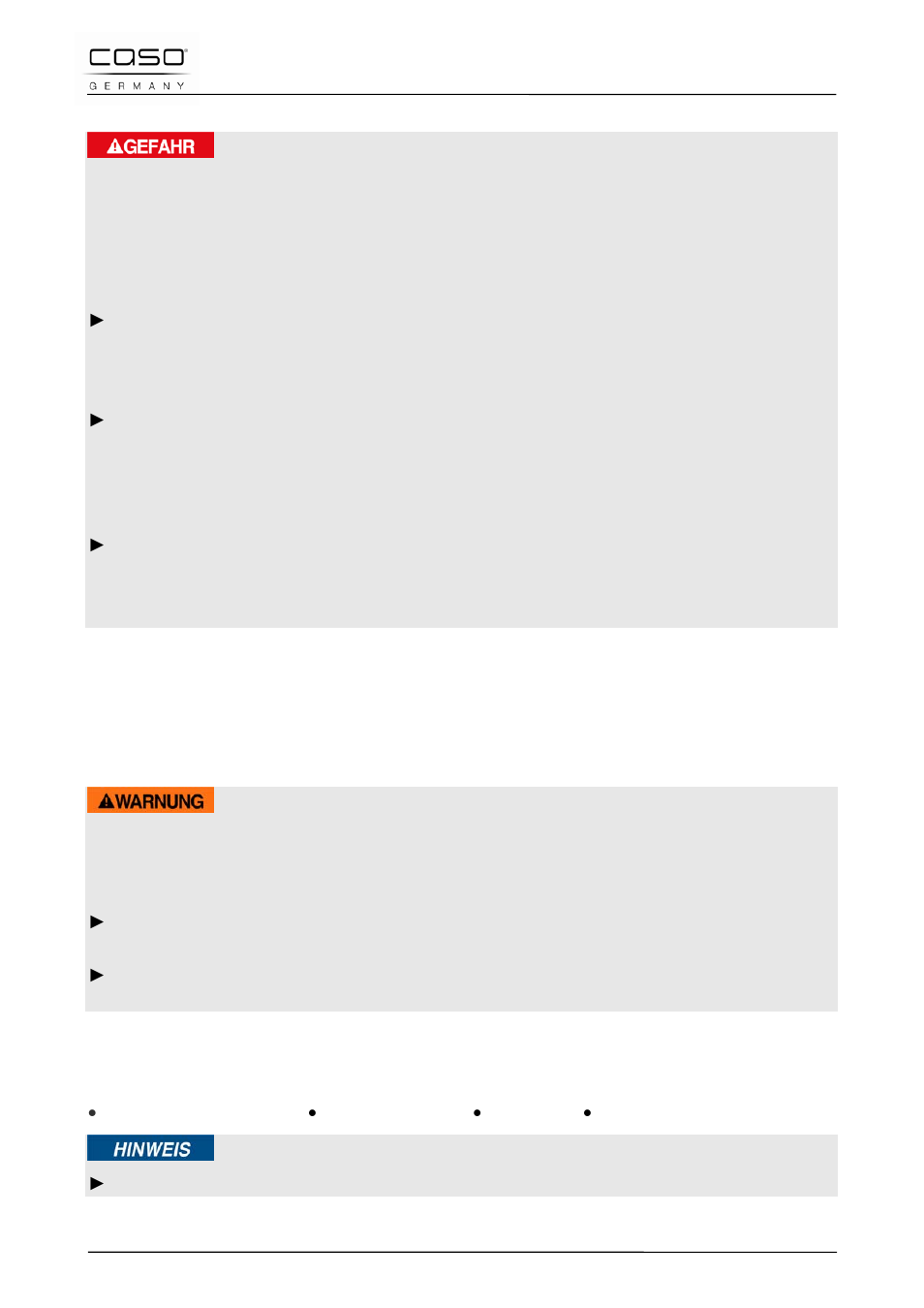 5 gevaar door elektrische stroom, 4 ingebruikname, 5 veiligheidsvoorschriften | 6 leveringsomvang en transportinspectie, Gevaar, Waarschuwing | CASO Germany MLG 23 Touch User Manual | Page 168 / 189