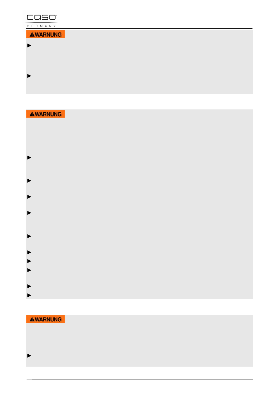 2 verbrennungsgefahr, 3 brandgefahr | CASO Germany MLG 23 Touch User Manual | Page 23 / 189