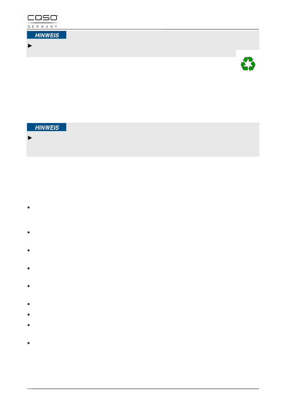 4 elimination des emballages, 5 mise en place, 1 exigences pour l'emplacement d'utilisation | Remarque | CASO Germany MLG 23 Touch User Manual | Page 84 / 189