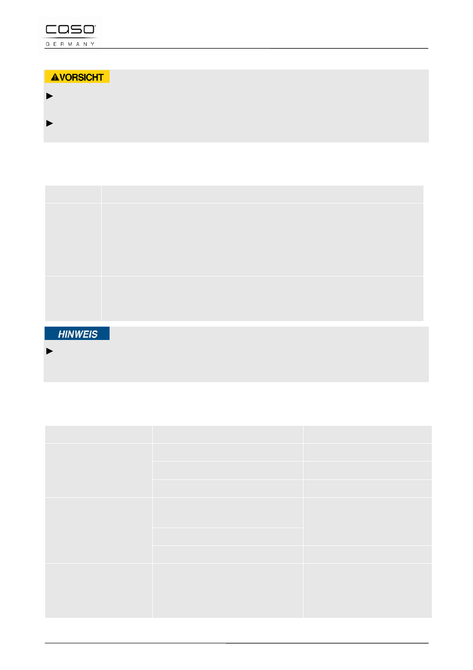 1 consignes de sécurité, 2 affichage d'incidents, 3 origine et remède des incidents | Prudence, Remarque | CASO Germany MCG 30 chef User Manual | Page 100 / 189