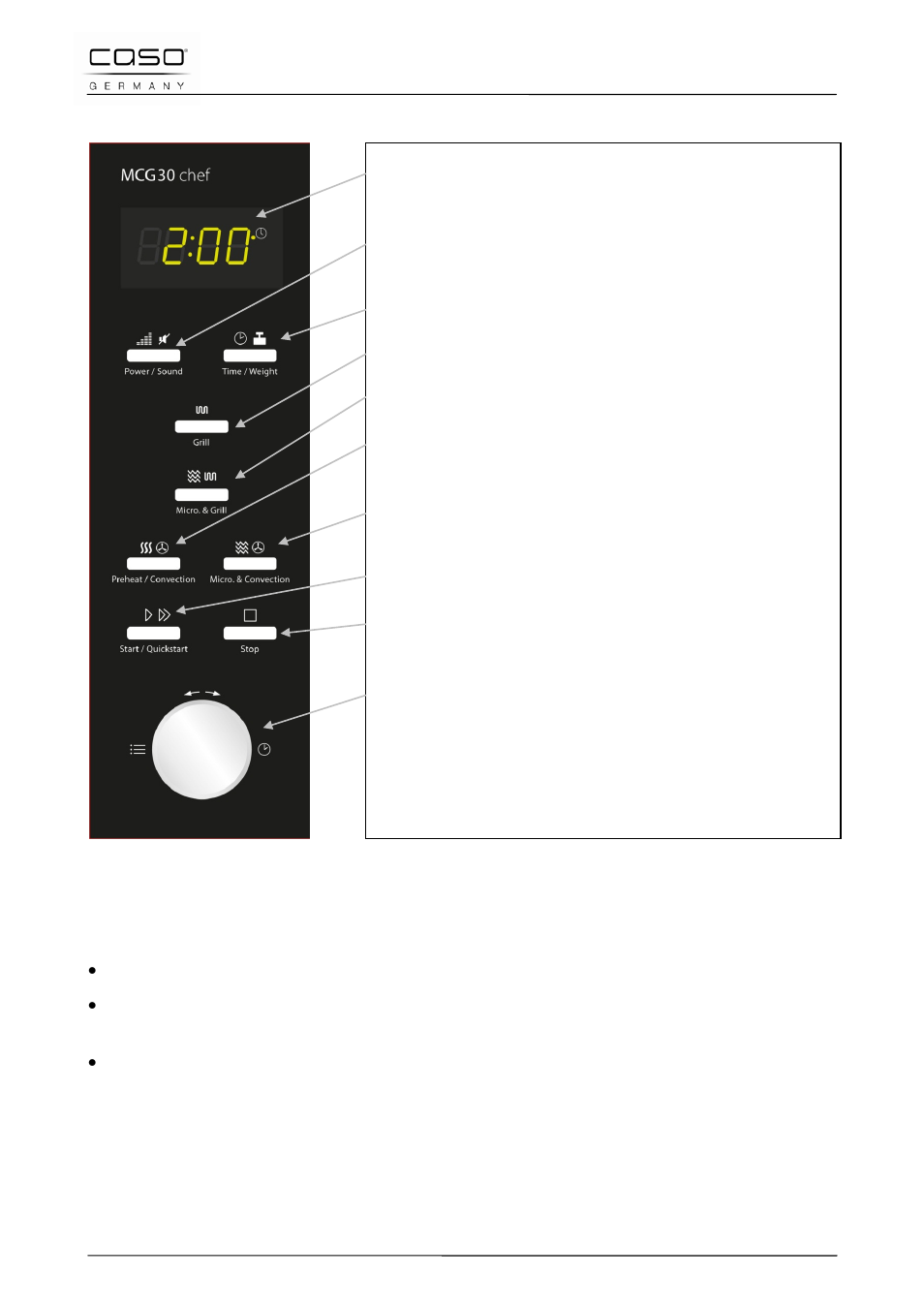 2 comandi e display, 3 suoni di segnalazione | CASO Germany MCG 30 chef User Manual | Page 114 / 189
