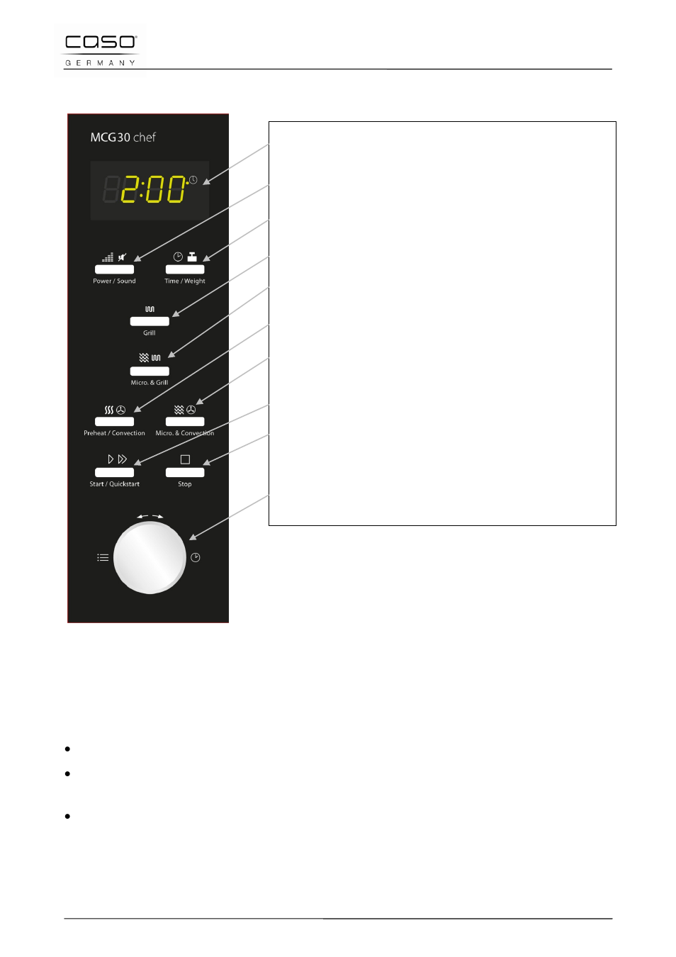 2 panel de control y pantalla, 3 señales acústicas | CASO Germany MCG 30 chef User Manual | Page 144 / 189