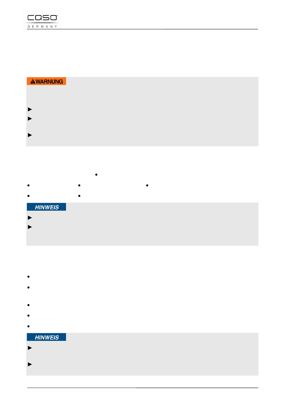 42 ingebruikname, 1 veiligheidsvoorschriften, 2 leveringsomvang en transportinspectie | 3 auitpakken, Waarschuwing | CASO Germany MCG 30 chef User Manual | Page 169 / 189