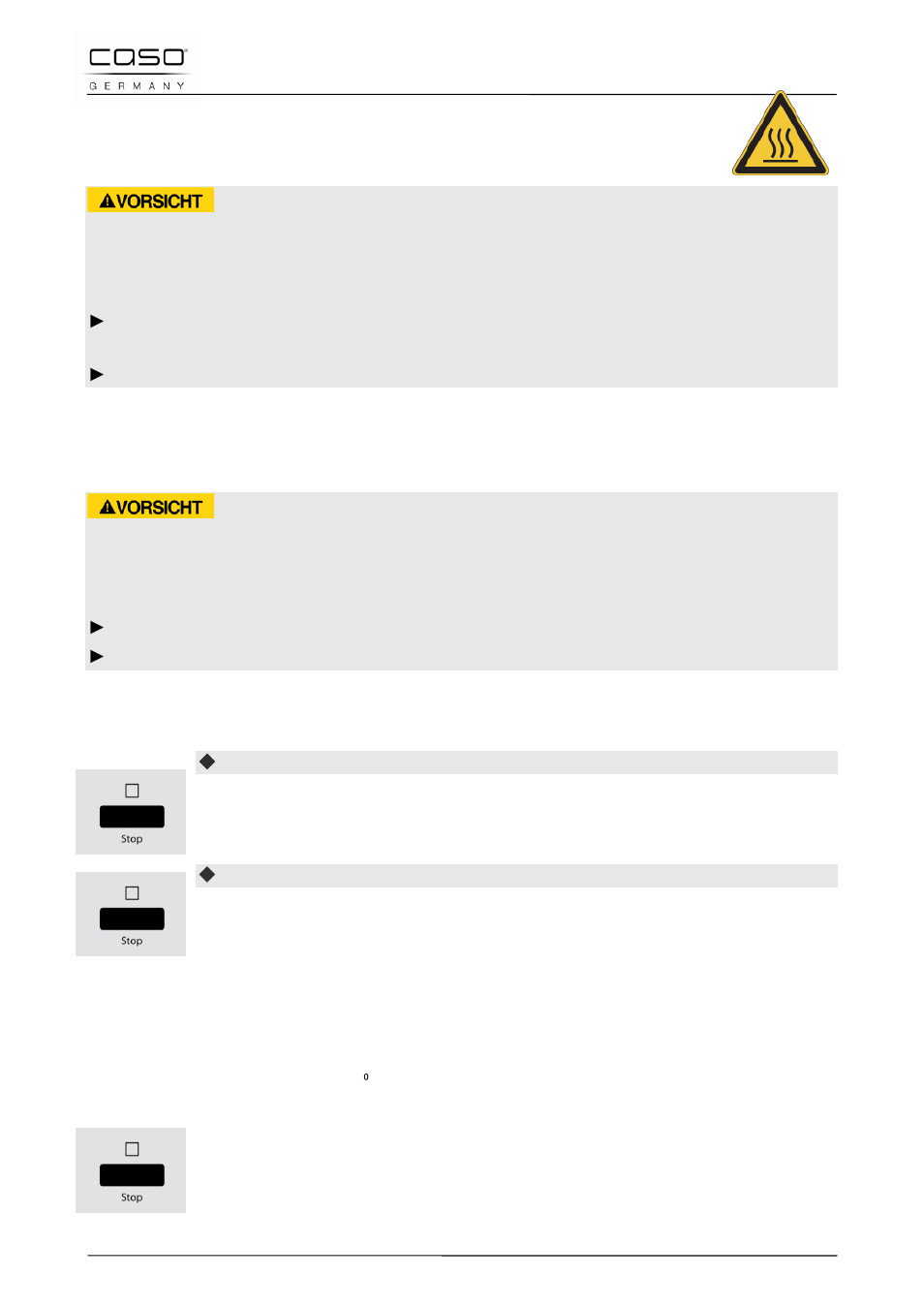 4 veiligheidsvoorzieningen, 1 waarschuwingsinstructies op apparaat, 2 deurvergrendeling | 3 kinderslot, 4 thermische beveiliging bij oververhitting, Voorzichtig | CASO Germany MCG 30 chef User Manual | Page 174 / 189