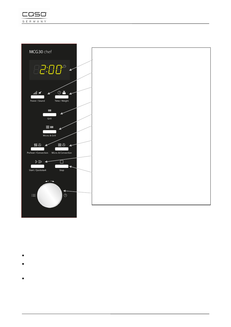 2 bedienelemente und anzeige, 3 signaltöne | CASO Germany MCG 30 chef User Manual | Page 25 / 189
