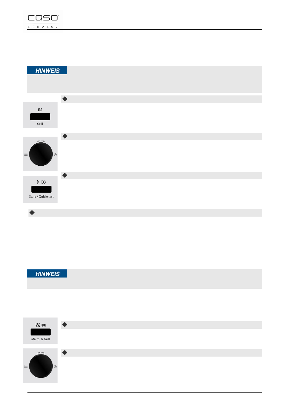 11 betriebsart "grill, 12 betriebsart "mikrowelle und grill, 1 "kombination 1 | CASO Germany MCG 30 chef User Manual | Page 32 / 189