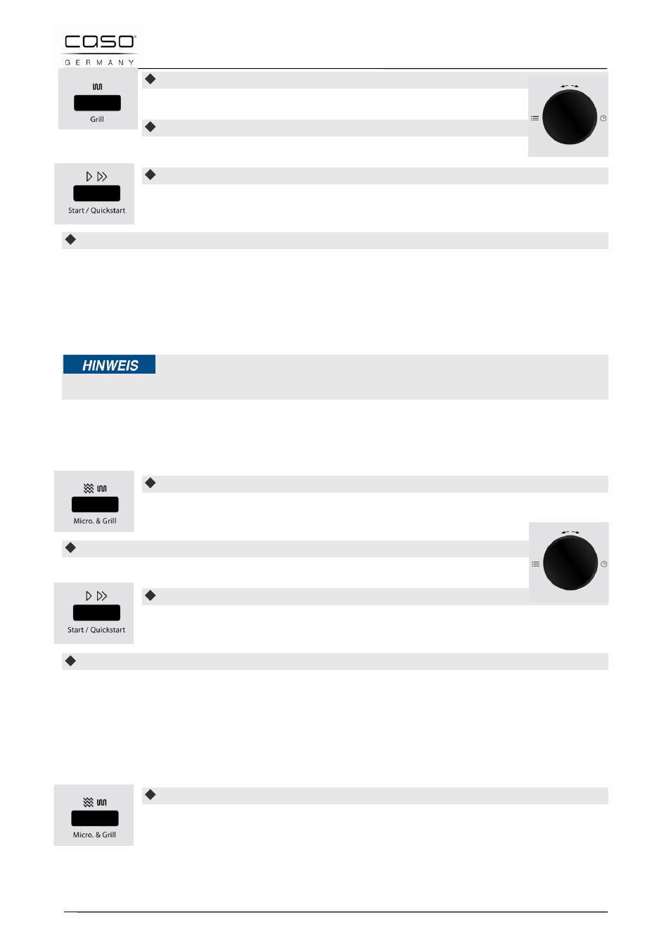 12 modo de funcionamiento "microondas y grill, 1 "combinación 1, 2 "combinación 2 | Consejo | CASO Germany MCG 25 chef User Manual | Page 149 / 188