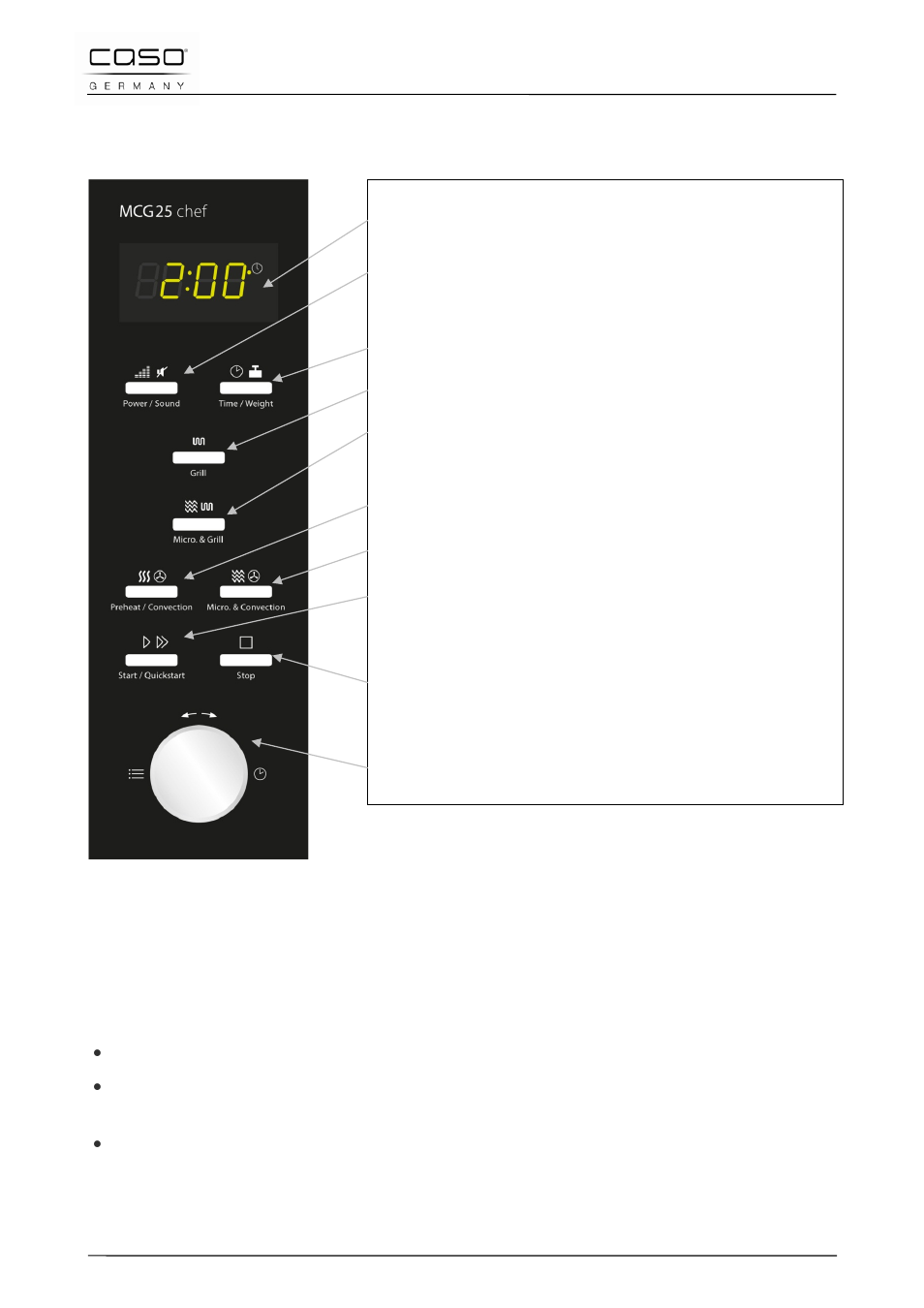 2 bedienelemente und anzeige, 3 signaltöne | CASO Germany MCG 25 chef User Manual | Page 25 / 188