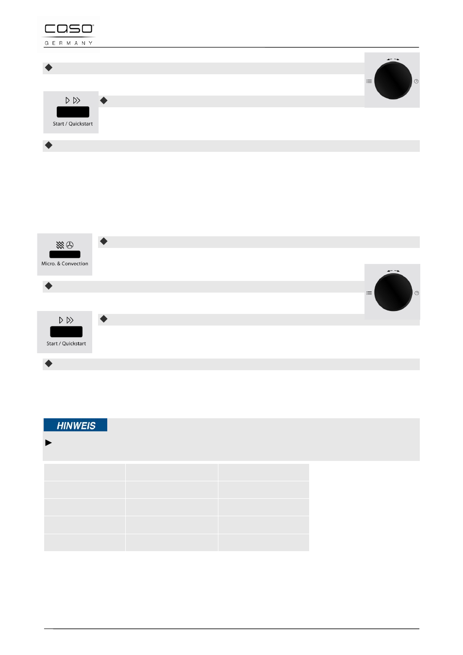 13 “microwave and convection” mode | CASO Germany MCG 25 chef User Manual | Page 63 / 188