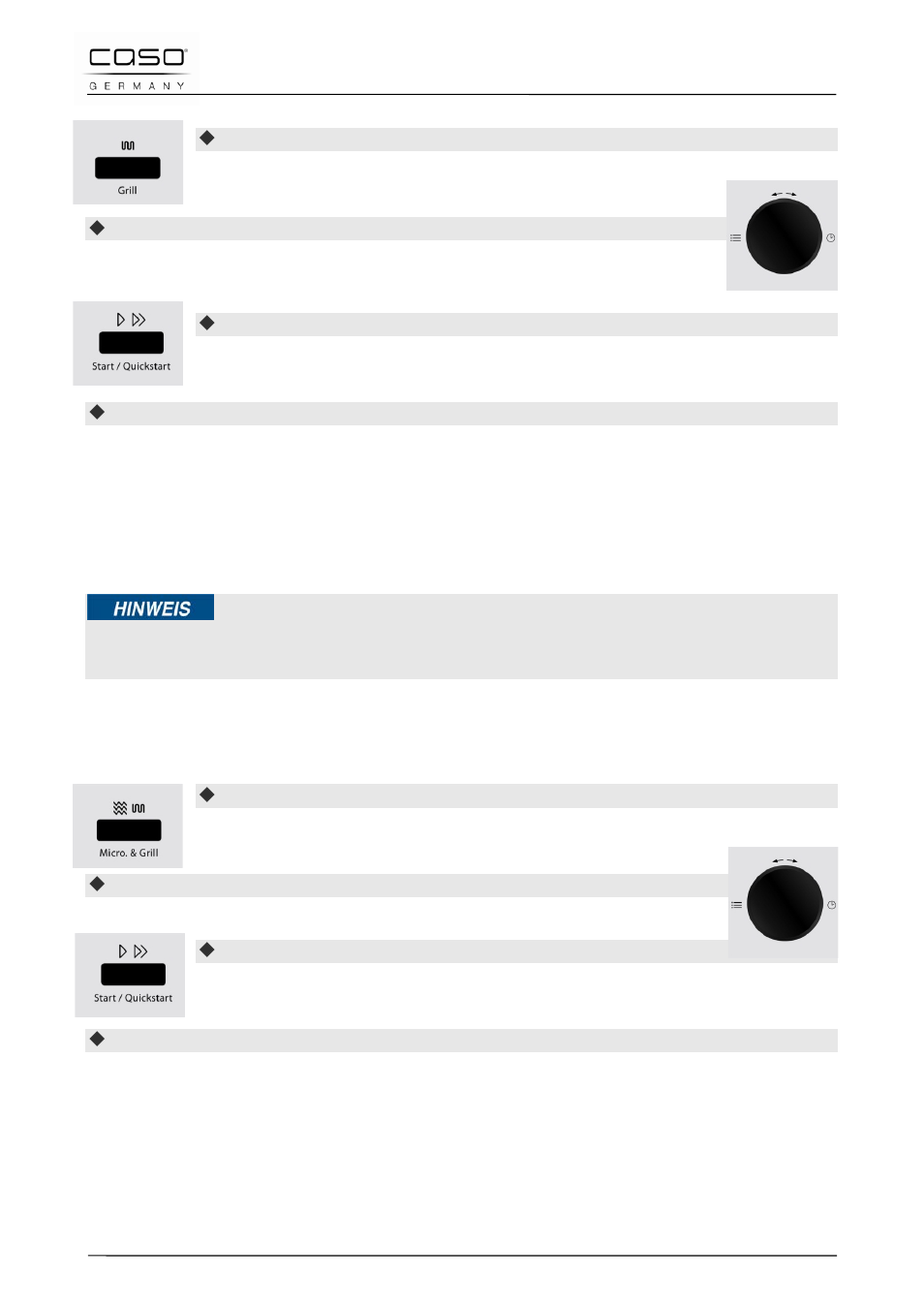 11 mode «micro-onde et grill, 1 «combinaison 1, Remarque | CASO Germany MCG 25 chef User Manual | Page 90 / 188