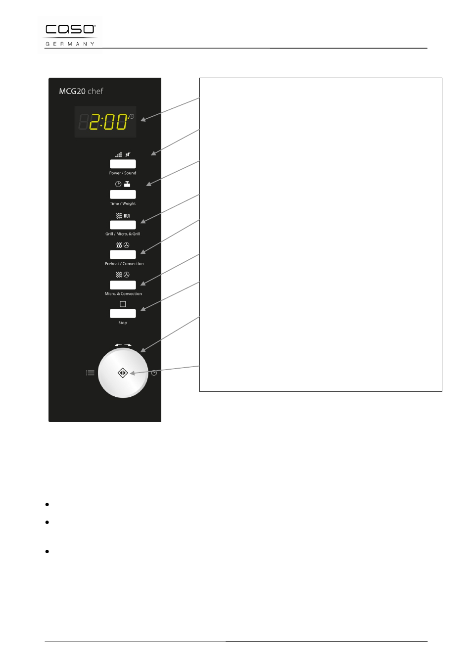 2 comandi e display, 3 suoni di segnalazione | CASO Germany MCG 20 chef User Manual | Page 110 / 184