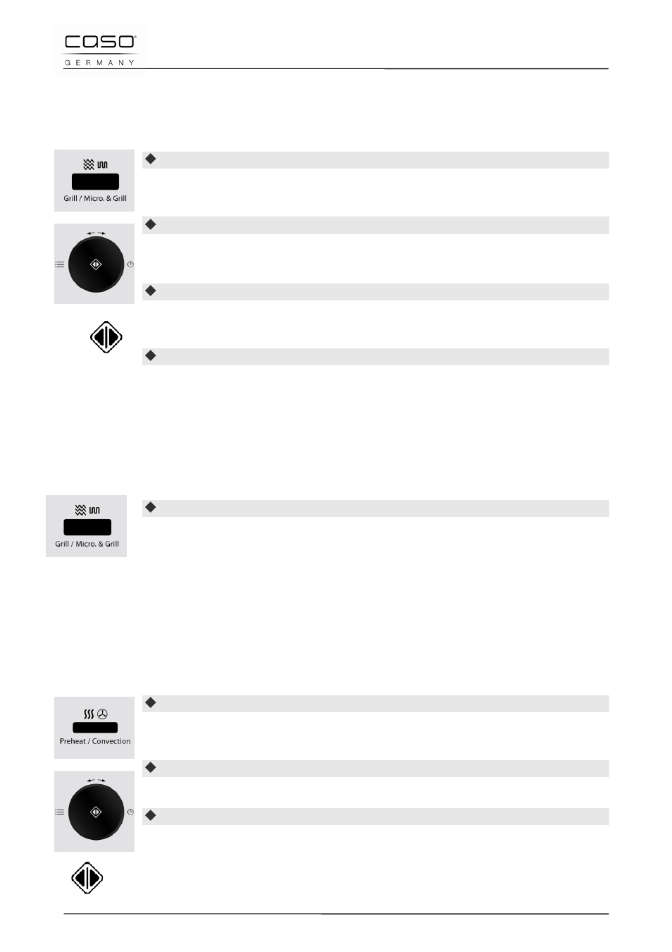 1 "combinazione 1, 2 "combinazione 2, 13 modalità di funzionamento “ventilato | CASO Germany MCG 20 chef User Manual | Page 118 / 184