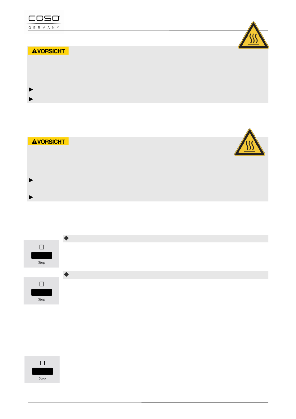 1 precaución con el aparato, 2 enclaves de cierre, 3 seguro para niños | 4 protección contra el sobrecalentamiento, Cuidado | CASO Germany MCG 20 chef User Manual | Page 140 / 184