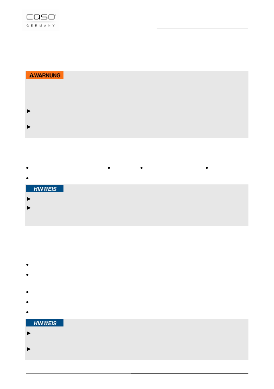 4 ingebruikname, 5 veiligheidsvoorschriften, 6 leveringsomvang en transportinspectie | 7 uitpakken, Waarschuwing | CASO Germany MCG 20 chef User Manual | Page 164 / 184