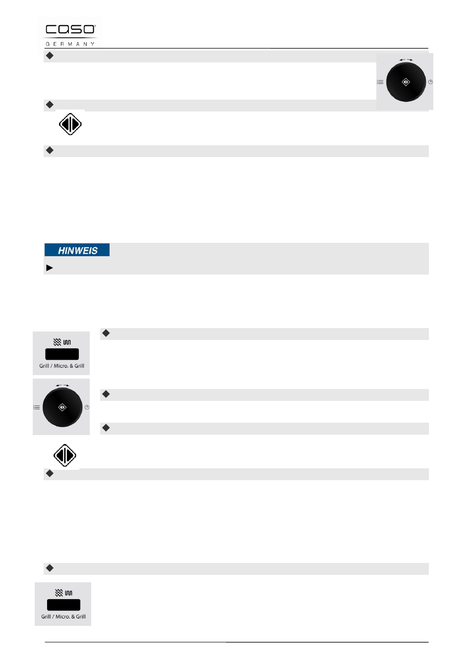 16 gebruik “magnetron en grill, 1 “combinatie 1, 2 5.11.1 “combinatie 2 | CASO Germany MCG 20 chef User Manual | Page 175 / 184
