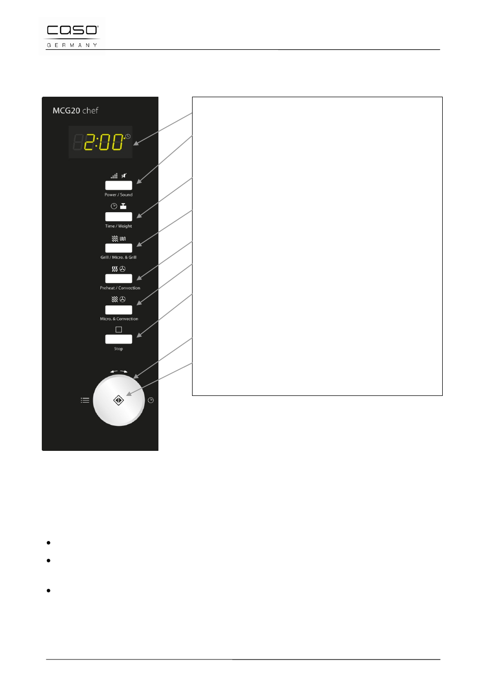2 bedienelemente und anzeige, 3 signaltöne | CASO Germany MCG 20 chef User Manual | Page 25 / 184