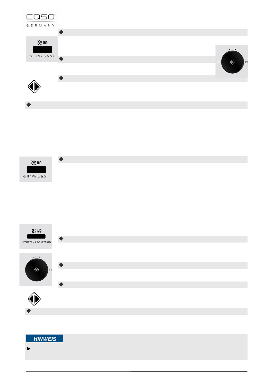 2 “combination 2, 13 “convection” mode | CASO Germany MCG 20 chef User Manual | Page 62 / 184