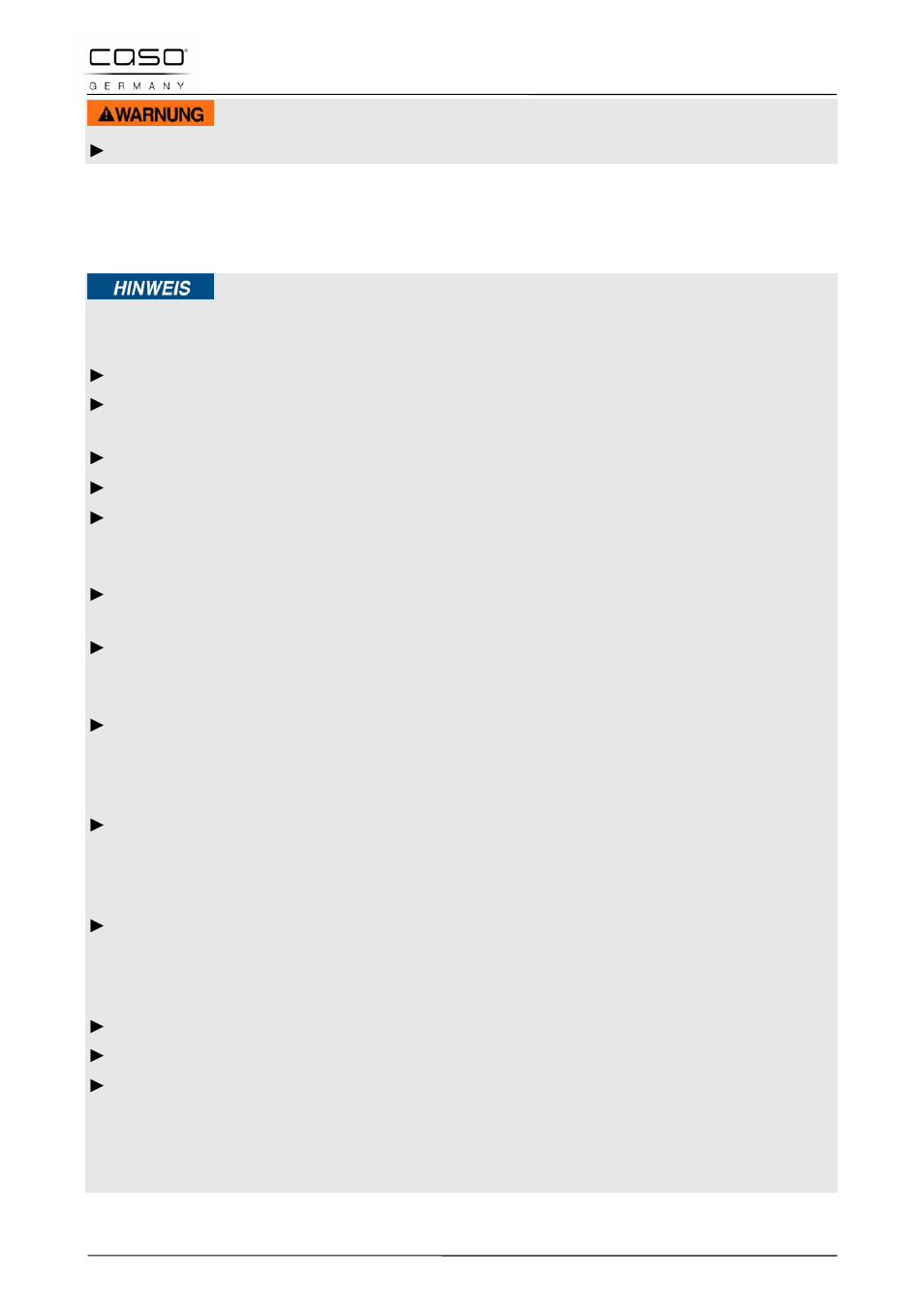 2 consignes générales de sécurité, Avertissement, Remarque | CASO Germany MCG 20 chef User Manual | Page 74 / 184