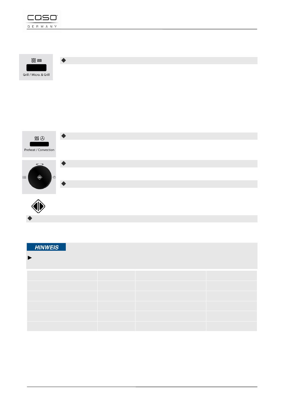 2 «combinaison 2, 13 mode «air pulsé, 1 mode «préchauffe et air pulsé | Remarque | CASO Germany MCG 20 chef User Manual | Page 90 / 184