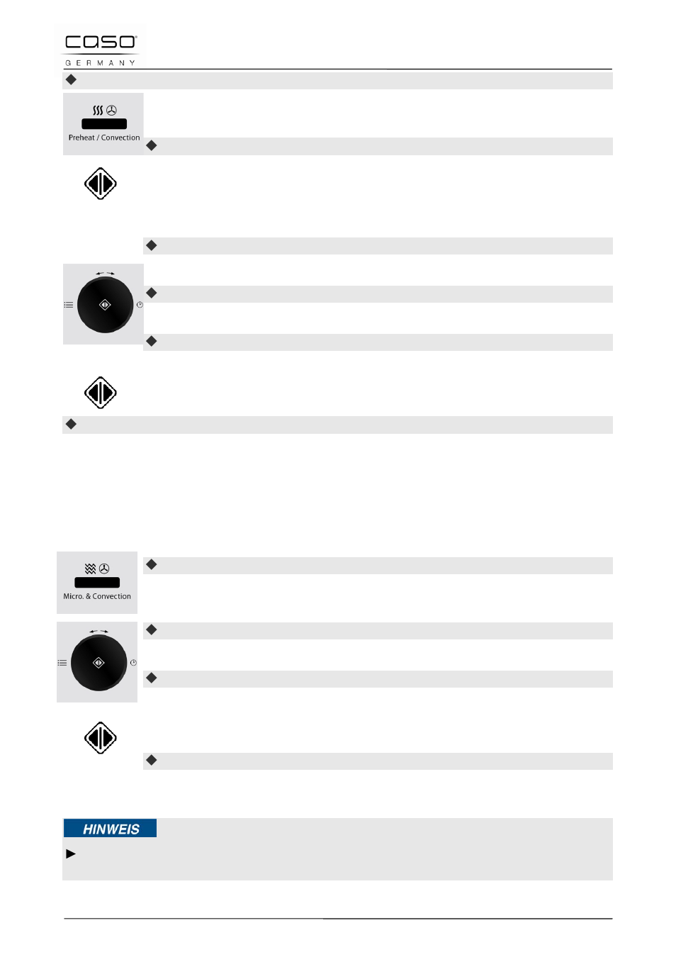 14 mode «micro-onde et air pulsé, Remarque | CASO Germany MCG 20 chef User Manual | Page 91 / 184