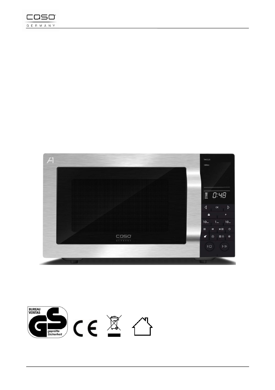 Istruzioni d’uso originali, Microonde, grill e forno ad aria tmcg25 chef touch | CASO Germany TMCG 25 chef touch User Manual | Page 107 / 198