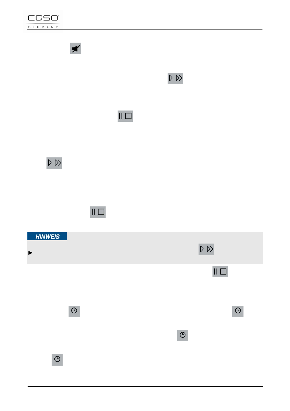 5 attiva/disattiva il suono, 6 accensione dopo la selezione del programma, 7 annullamento della selezione programma | 8 start rapido, 9 pausa/fine, 10 impostazione dell’orologio, Indicazione | CASO Germany TMCG 25 chef touch User Manual | Page 124 / 198