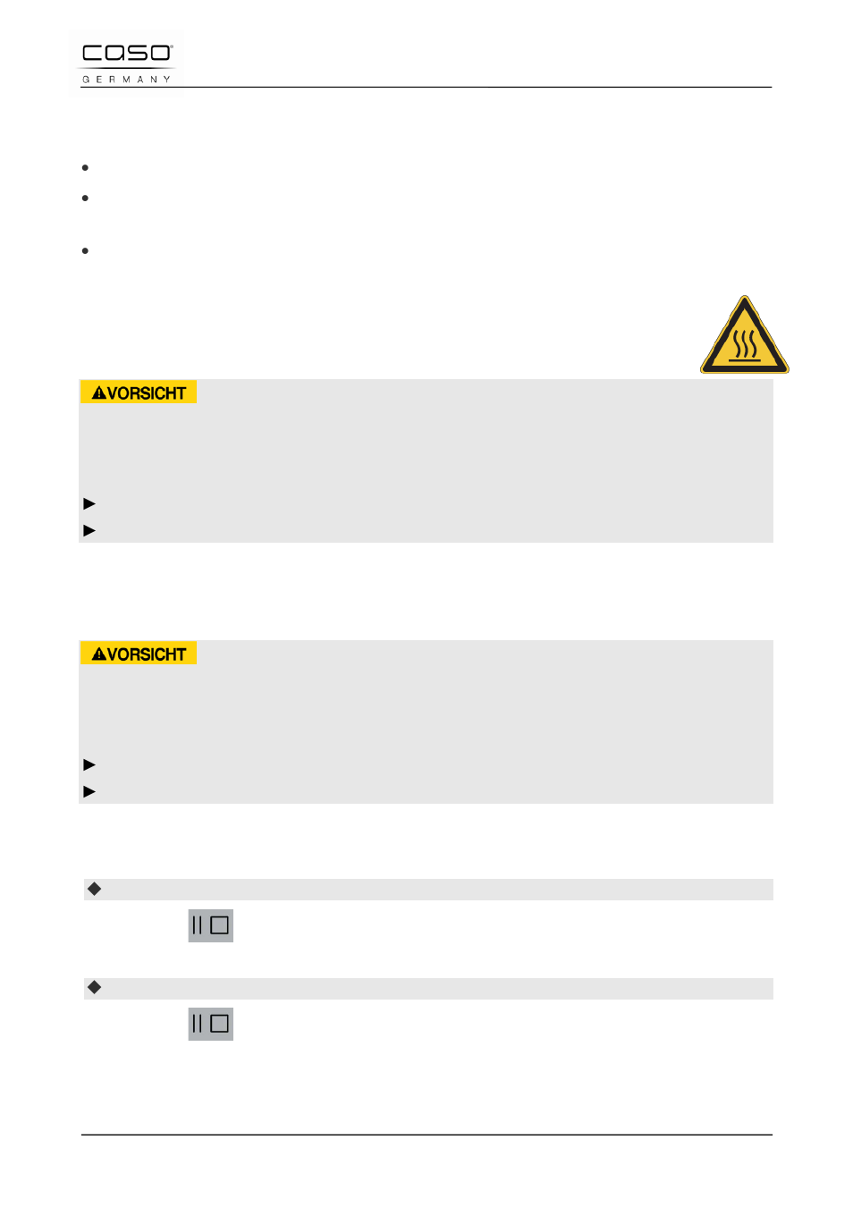 3 señales acústicas, 4 ajustes de seguridad, 1 señales de aviso en el aparato | 2 enclaves de cierre, 3 seguro para niños, Cuidado | CASO Germany TMCG 25 chef touch User Manual | Page 151 / 198