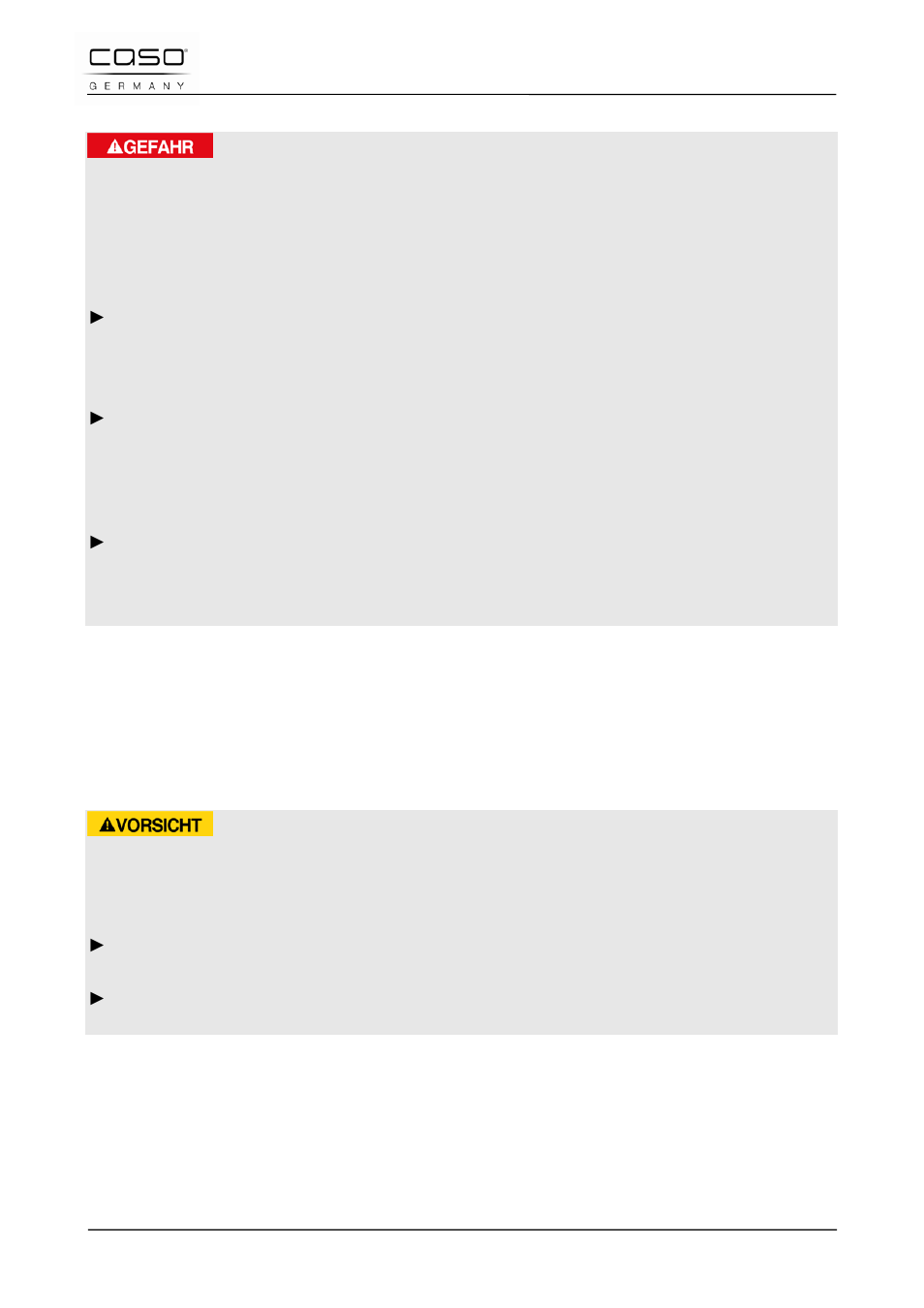 5 gevaar door elektrische stroom, 4 ingebruikname, 5 veiligheidsvoorschriften | Gevaar, Voorzichtig | CASO Germany TMCG 25 chef touch User Manual | Page 176 / 198