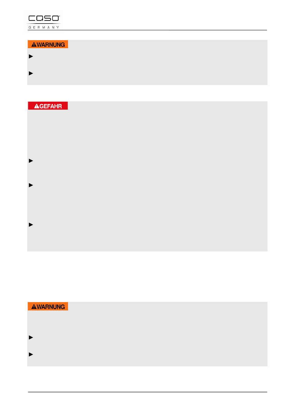 5 gefahr durch elektrischen strom, 4 inbetriebnahme, 5 sicherheitshinweise | CASO Germany TMCG 25 chef touch User Manual | Page 21 / 198