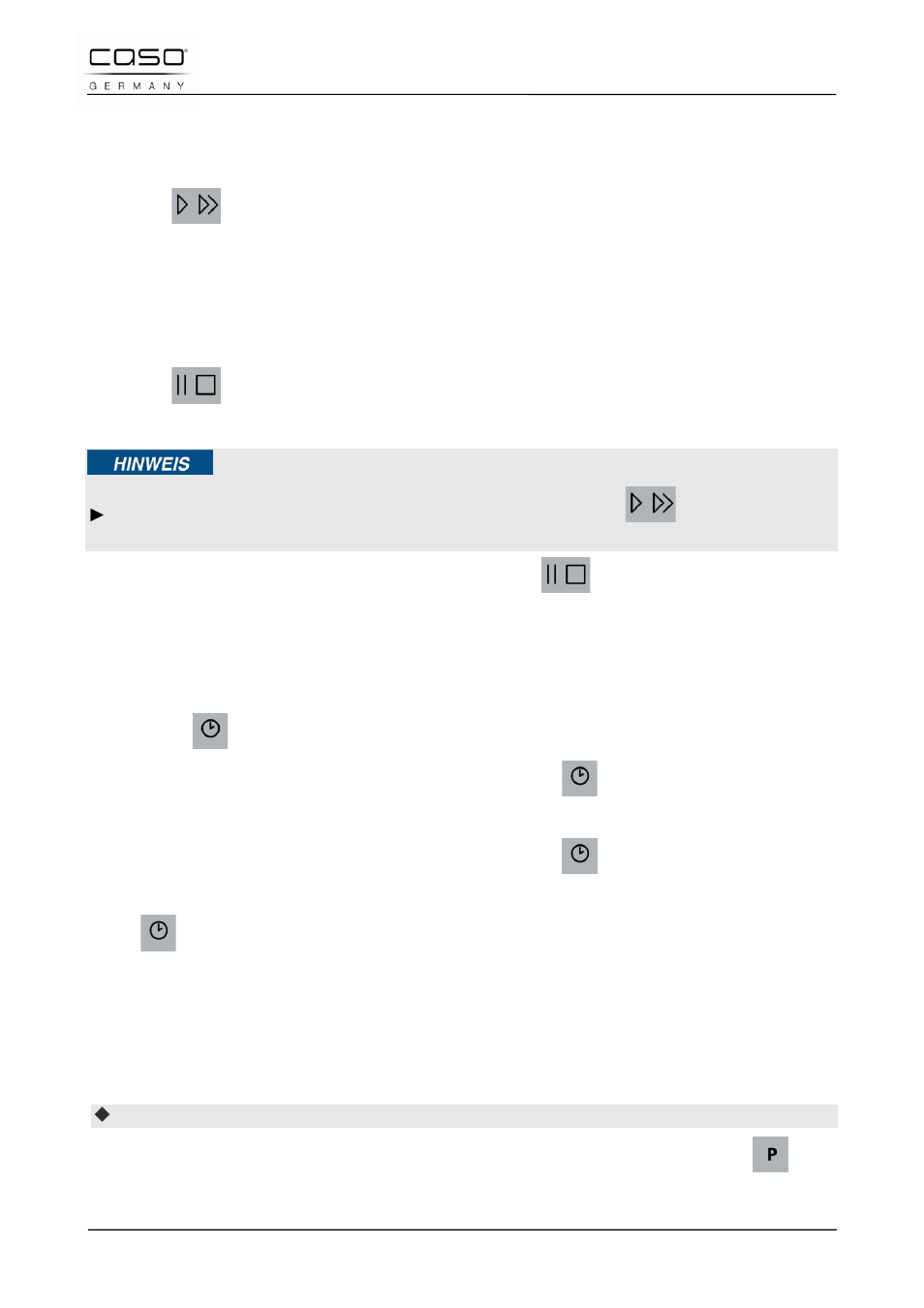 8 quick start, 9 pause/cancel, 10 setting the clock | 11 timer | CASO Germany TMCG 25 chef touch User Manual | Page 62 / 198