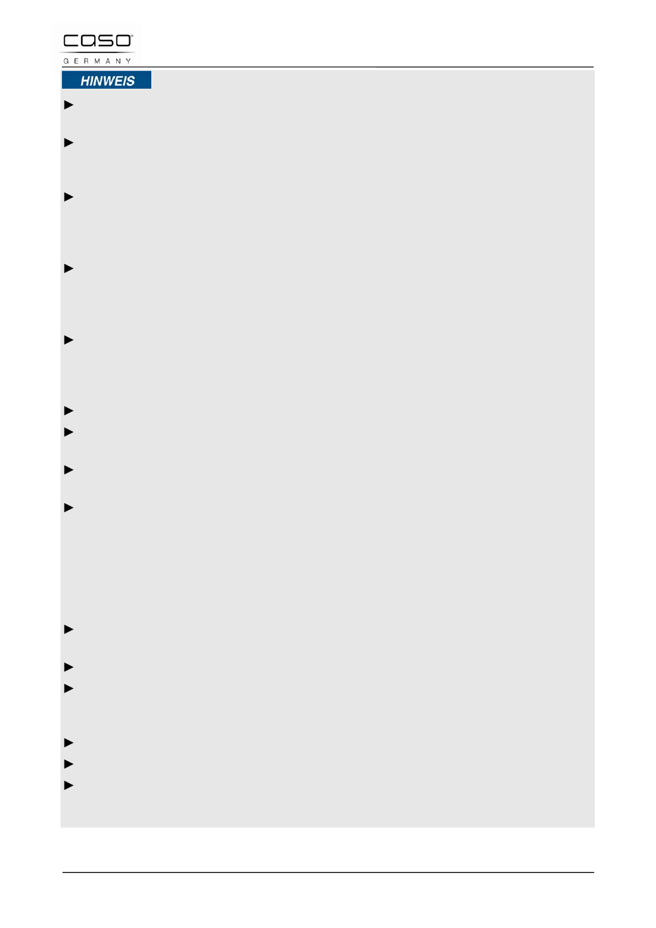 Remarque | CASO Germany TMCG 25 chef touch User Manual | Page 79 / 198