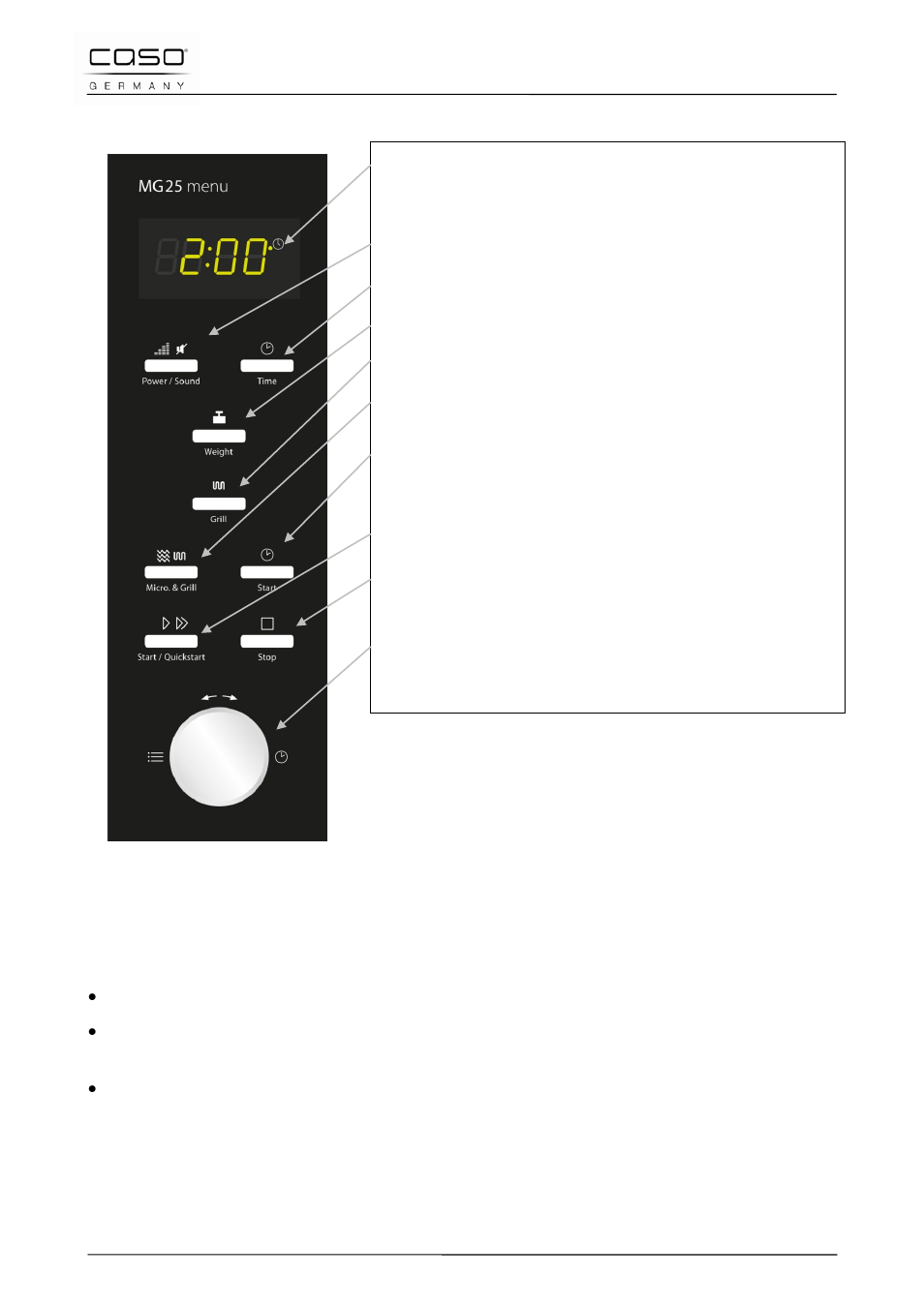 2 comandi e display, 3 suoni di segnalazione | CASO Germany MG 25 menu User Manual | Page 100 / 165