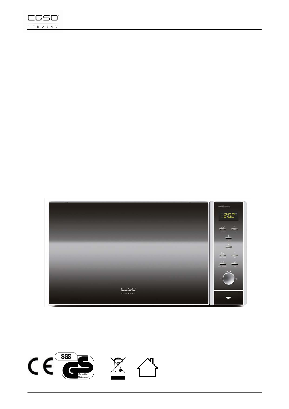 Manual del usuario, Microondas y grill, Mg25 menu | CASO Germany MG 25 menu User Manual | Page 114 / 165