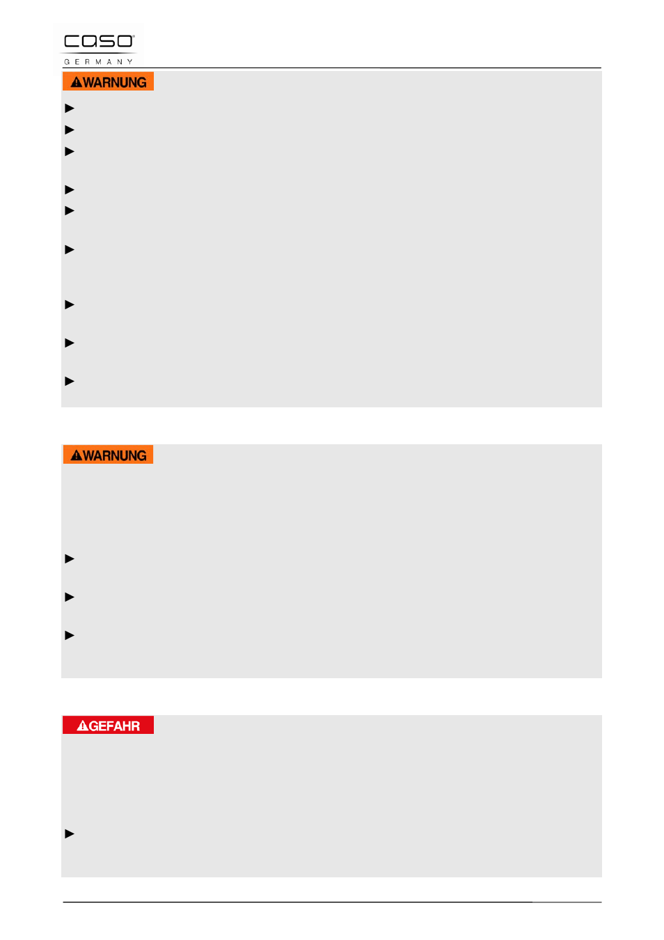 4 peligro de explosión, 5 peligro de electrocución, Advertencia | Peligro | CASO Germany MG 25 menu User Manual | Page 120 / 165